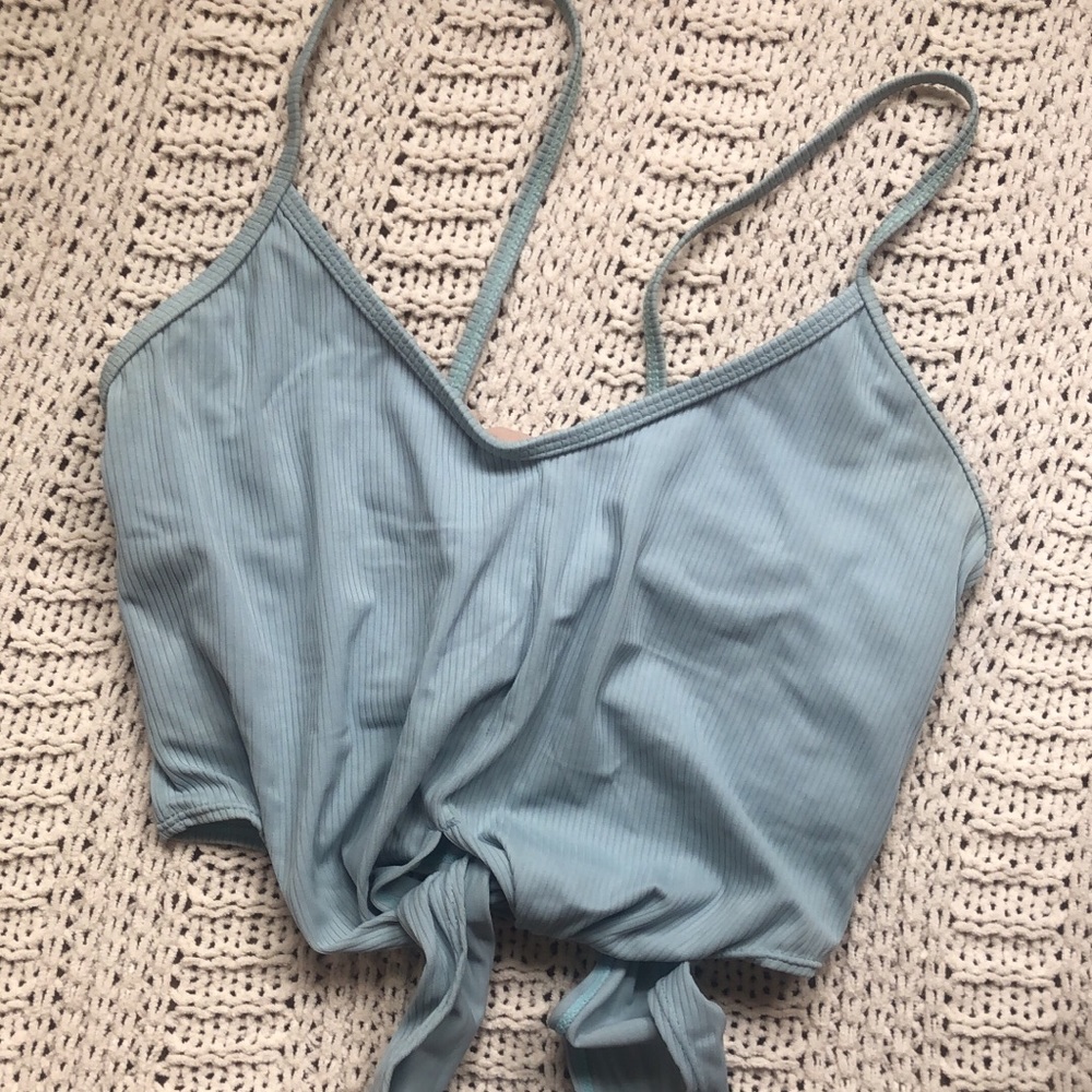 Size small cloud blue ribbed tie top